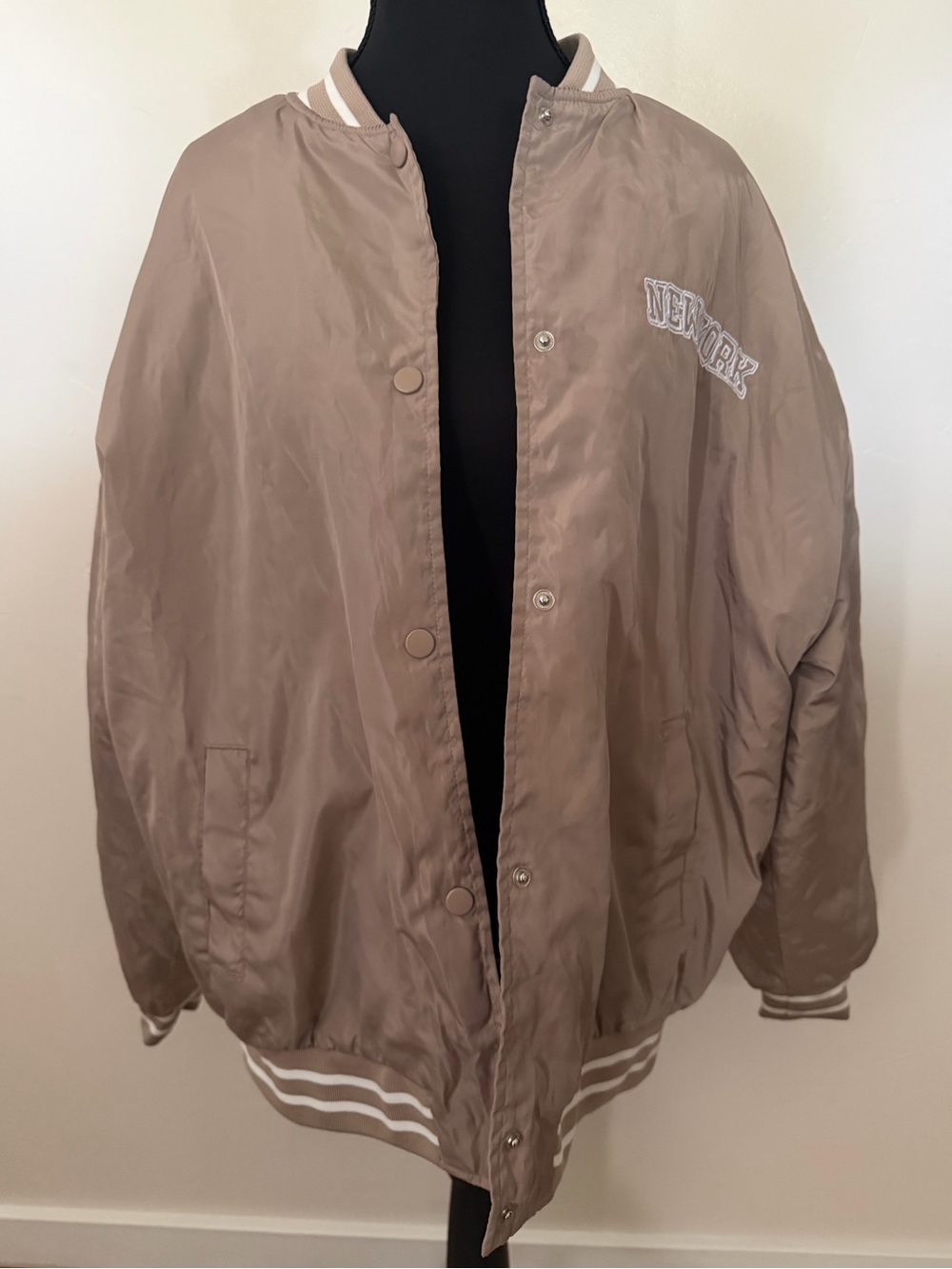 Aeropostale Taupe Bomber Jacket with New York Patch